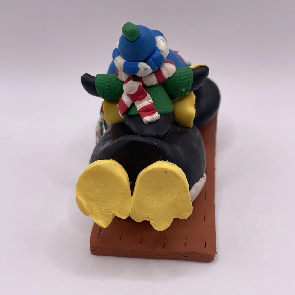 Decorative Winter Penguin‎ Figurine And Candle Stick Holder Polymer Clay